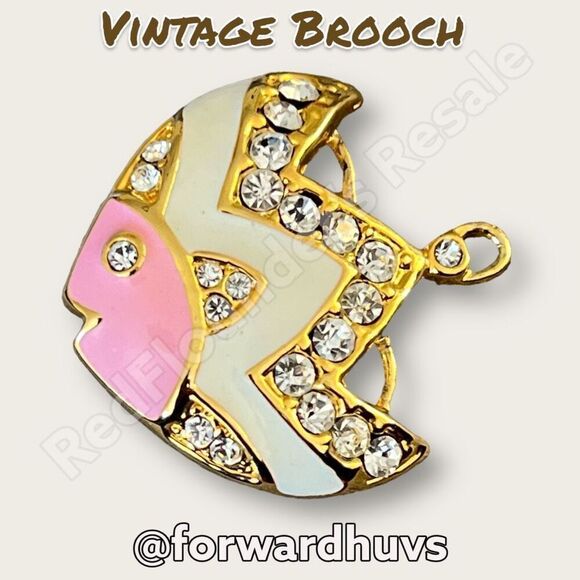 Vintage Enamel & Rhinestone Fish Brooch - Picture 5 of 6